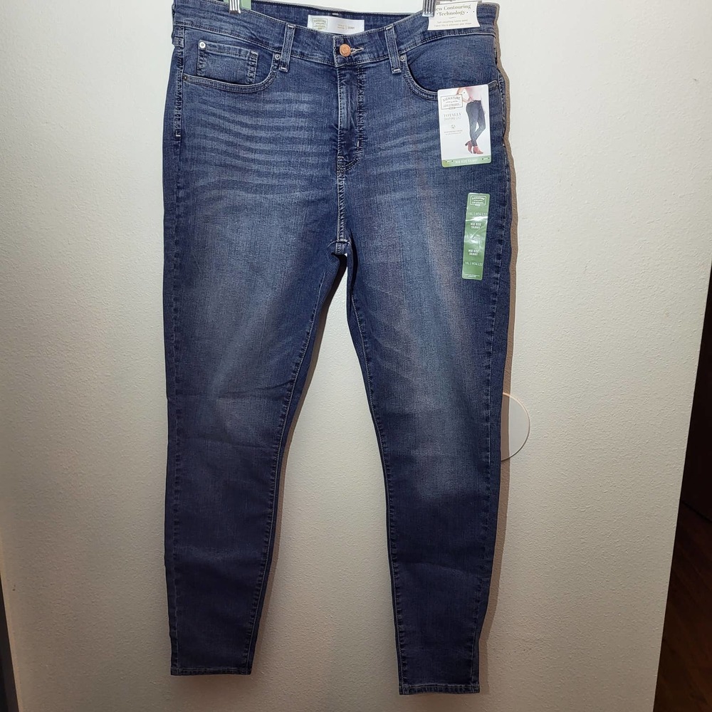 NEW Levi Strauss Tummy Control Mid Rise Skinny Jean 18L W34 L32 Women's